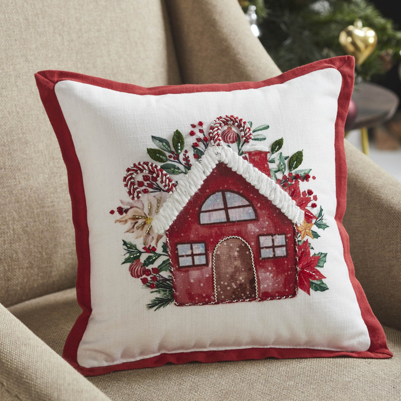 Oreiller de chalet en canne de bonbon plus haute 12x12