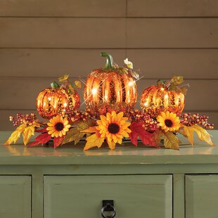 Fall Decor - Fall Decorations For Home-2PCS Artificial Pumpkin Sunflower  And Maple Leaf Berry Pine Cone Bouquet For Thanksgiving Harvest Autumn