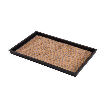 Eco-Friendly 14" x 24" Tan and Blue Heavy-Duty Rubber Boot Tray with Raised Edge for Muddy Shoes, Garden Tools & Pet Supplies — Indoor/Outdoor