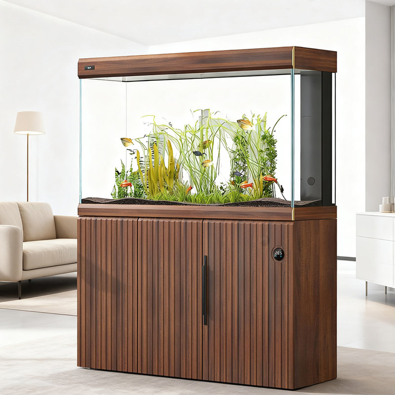 Réservoir d'aquarium écologique en verre Minimalist,  85 gallons (H 57 po x l 47 po x P 14 po), Brun
