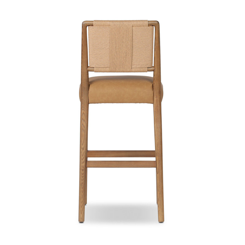 ROTHLER Stool, Counter Stool (27” Seat Height), Tan Ash, Maestro Camel/Genuine Leather