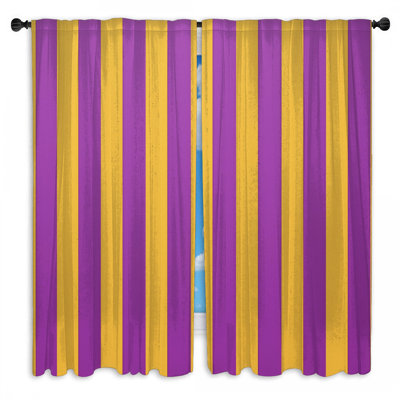 Purple Yellow Stripes Window Curtains Stripes Sheer & Room Darkening - 2 Panels