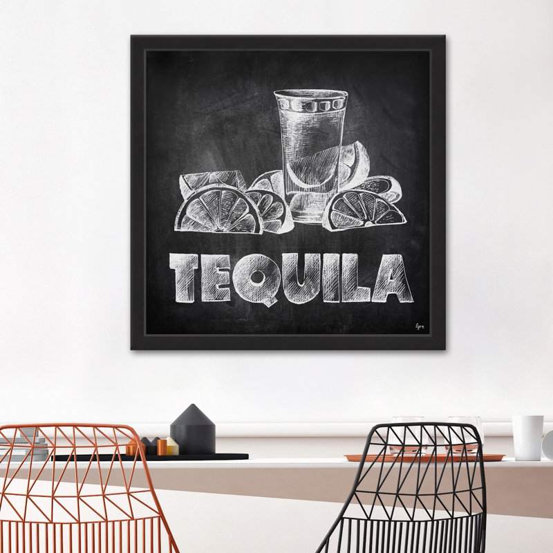" Tequila On Chalkboard " by Eyre Tarney, 32" H x 32" W x 1.5" D