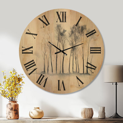 Woodland Wooden Wall Clock – Arctic Silence Winter White Landscape