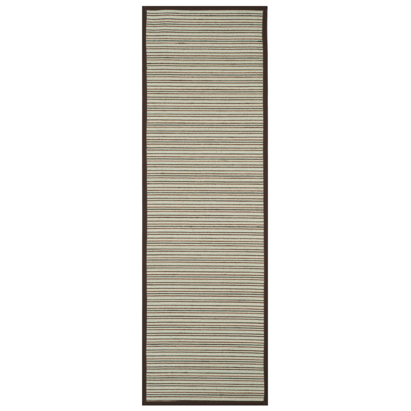 Penrock Striped Jute/Sisal Teal/Brown Area Rug, Runner 2'6" x 8'