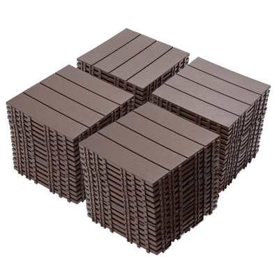 12'' X 12'' Plastic Interlocking All Weather Tiles Set Of 44