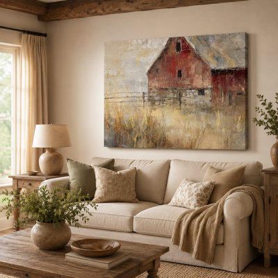 Weathered Red - Modern Farmhouse Heritage Wrapped Canvas Wall Art