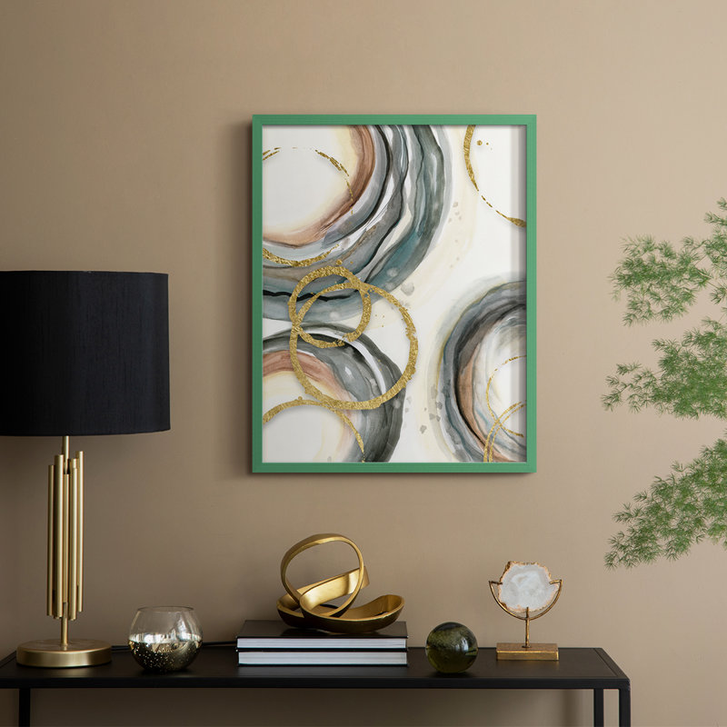 «Gold Elasticity I», reproduction encadrée - bois massif, H 21 po x l 17 po, Vert