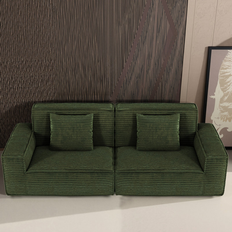106,3 pouces de large compression à rayures, 3 sièges modernes avec rembourrage en éponge et oreillers, multifonctionnel pour le tissu du dossier du coussin d'invité du salon,