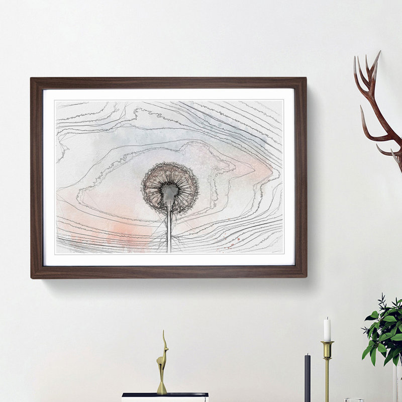 Dandelion in Abstract - Picture Frame Graphic Art Print, 27cm H x 36cm W x 2cm D, Walnut Framed