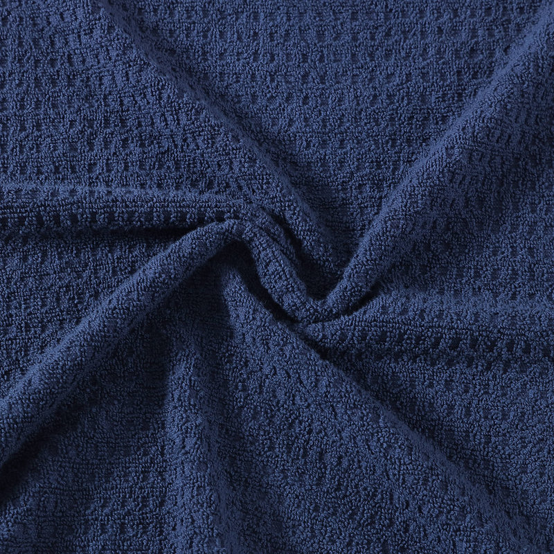 Dark Blue Cotton Textured Hand Washcloth Set of Six