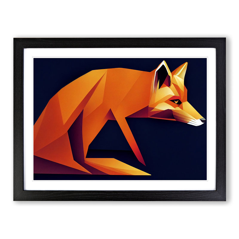 Great Abstract Fox - Print, Black, 46cm H x 64cm W