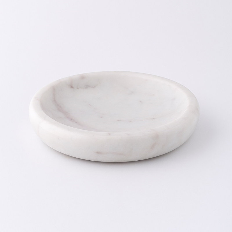 Grand plateau rond en marbre blanc Ceryis