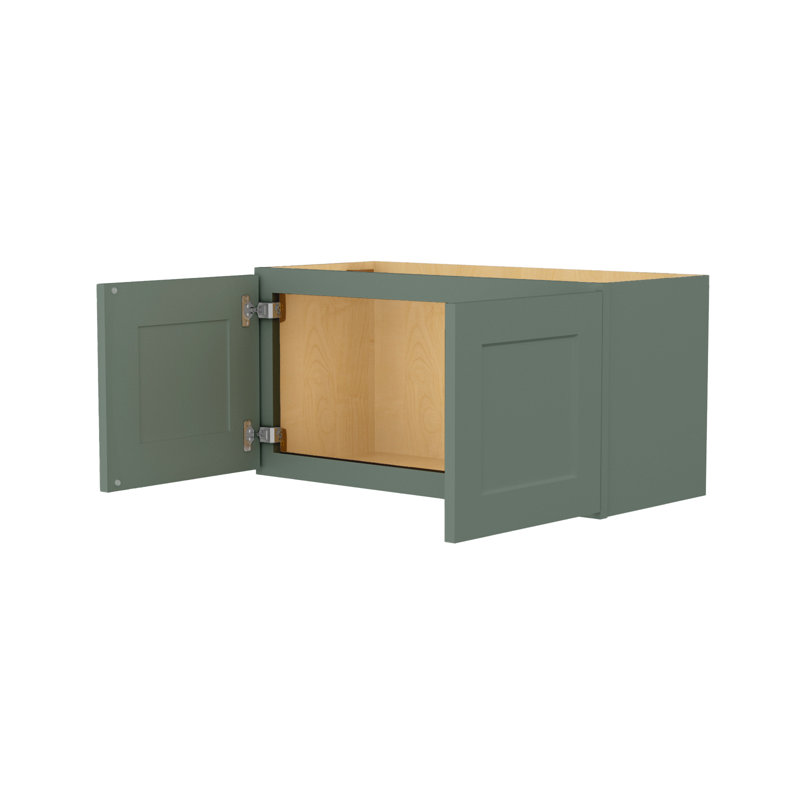 Meuble de cuisine mural Easy-DIY à 2 portes, 76 cm (L) x 30 cm (P) x 38 cm (H), en kit, style Shaker Basilic, Vert