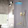 Gold Shower Faucet Set 3 Ways System Led 12 in Rainfall Head Combo Mixer Valve