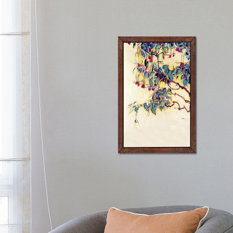 Sun Tree by Egon Schiele - Painting on Canvas, 101.6 cm H x 66.04 cm W x 1.91 cm D, Brown Framed