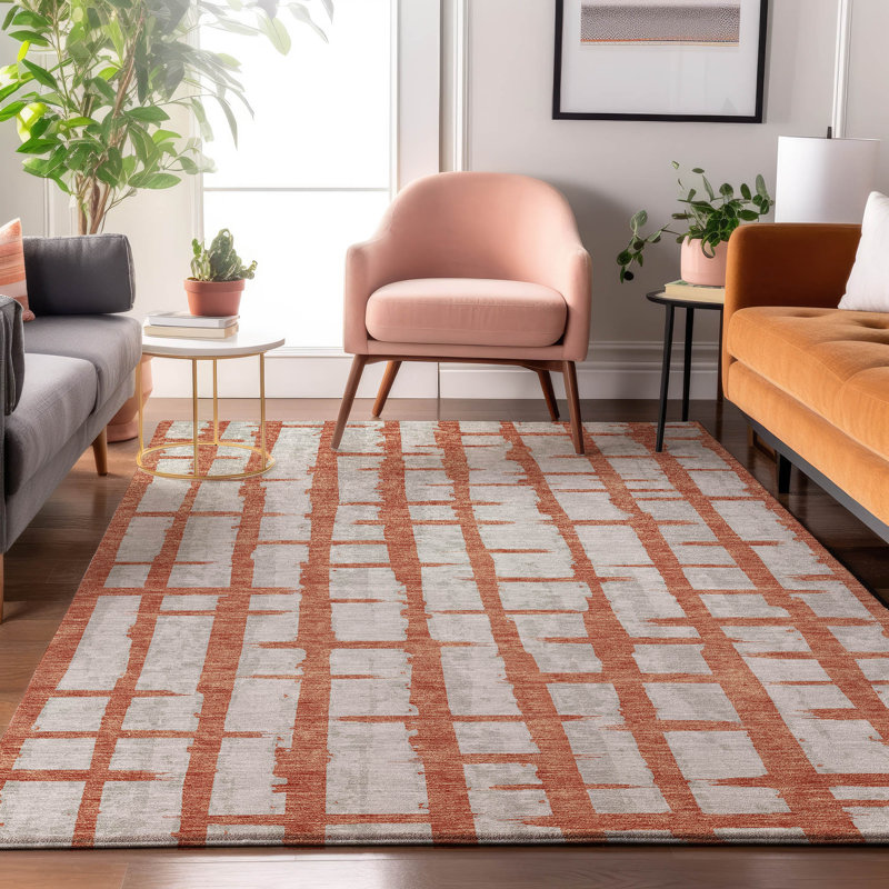 Premium Machine Washable Prisco Coral Rug, Rectangle 10' x 14'