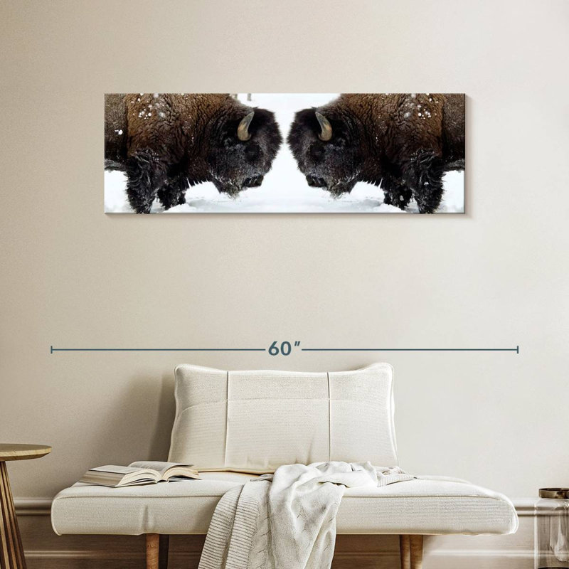 Bison Clash Canvas Print, 15" H x 45" W x 1.25" D