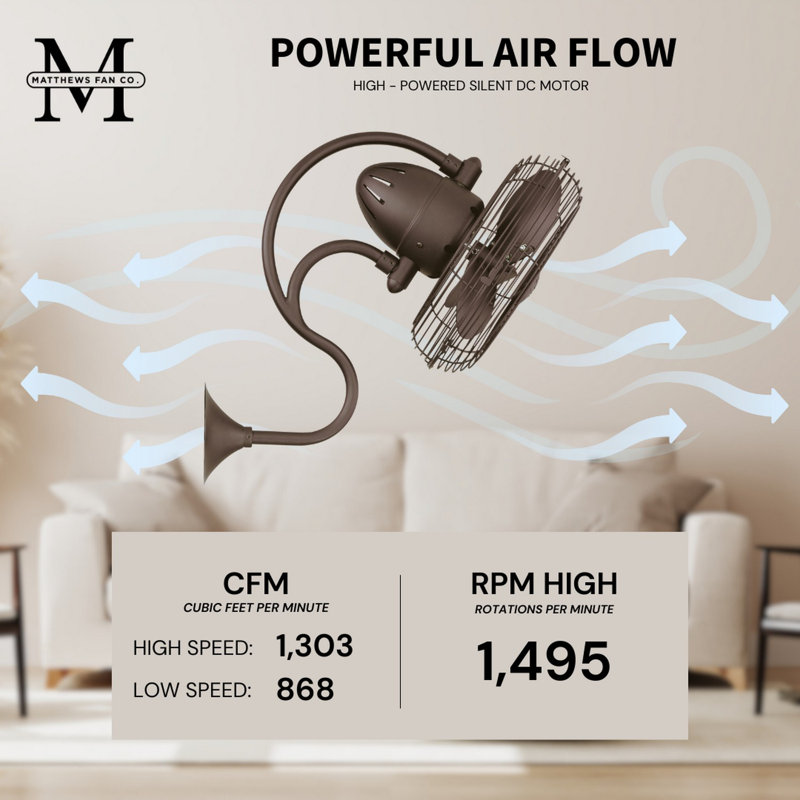 13in Oscillating Wall Fan, Textured Bronze