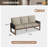 Outdoor Patio Cedar Wood Brown Round Wicker 3-Seat Sofa with Olefin Thick Cushions-304551224