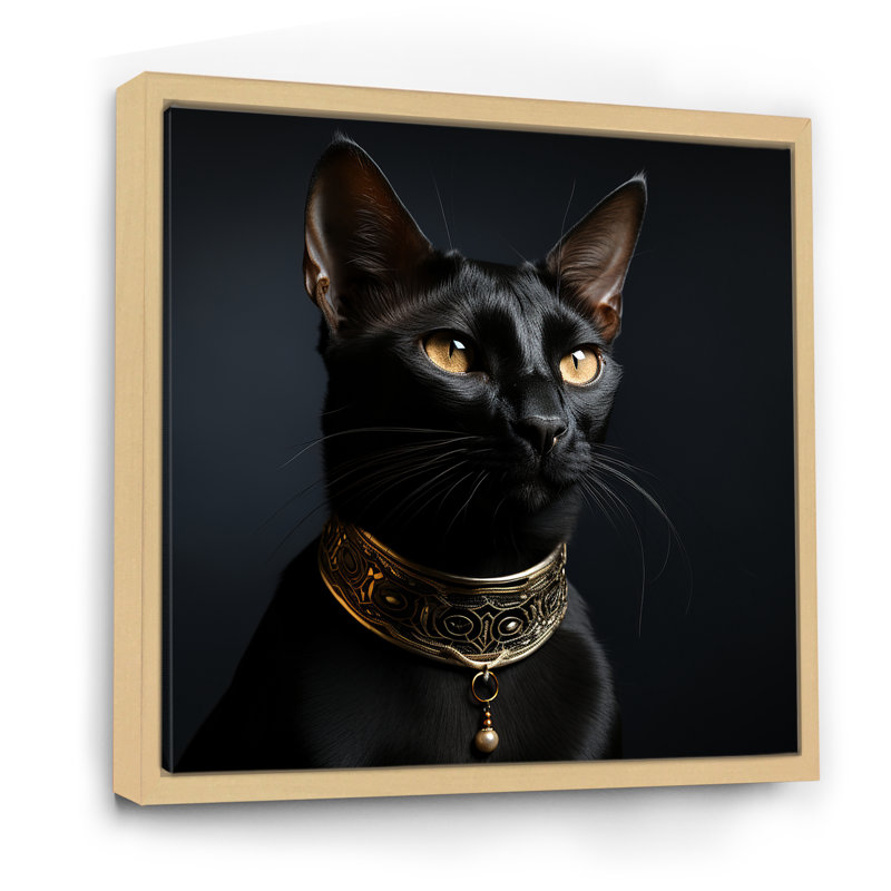 Portrait de chat oriental Opulence, H 24 po x l 24 po x P 1 po, Cadre naturel flottant