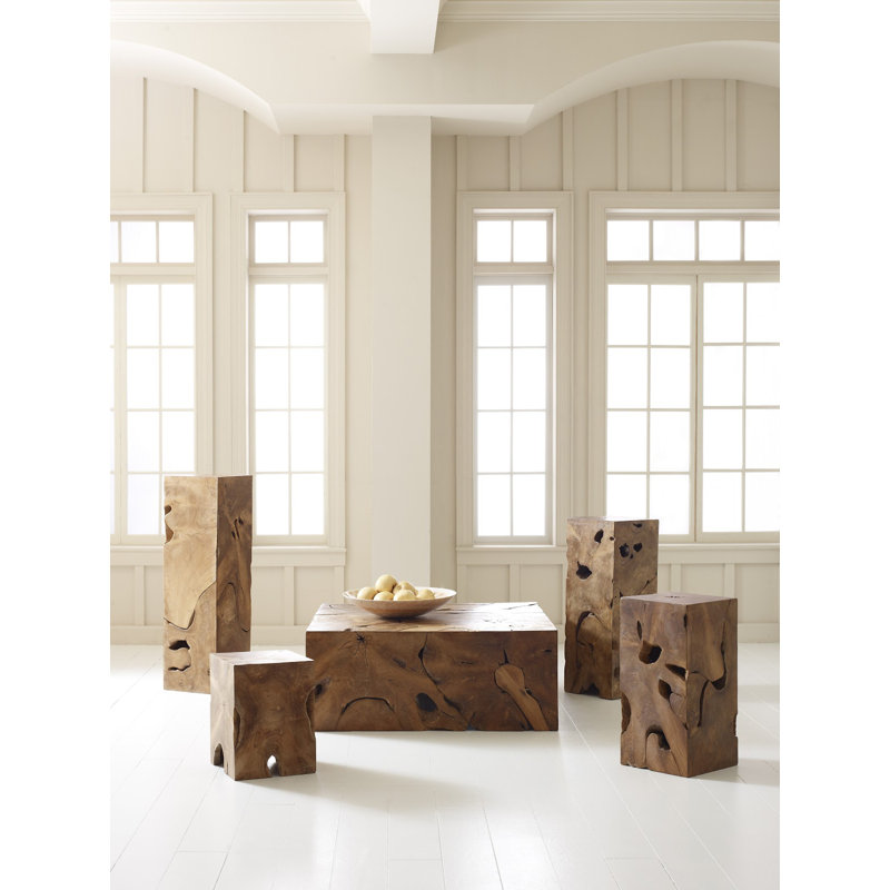 Teak Chunk Square Accent Stool