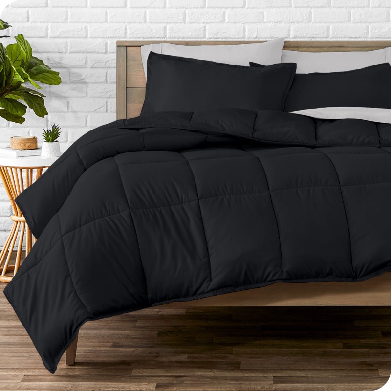 Microfiber Bed-In-A-Bag, Black/Light Gray, California King Comforter + 6 Additional Pieces