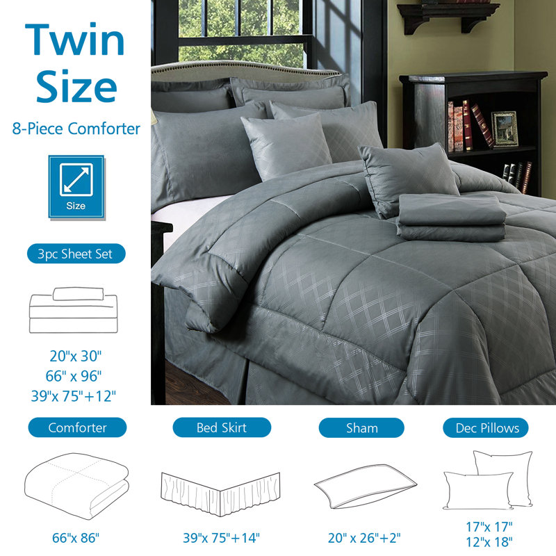 COMFORTER-SET20210310 Geometric Shapes Comforter, Twin Comforter + 7 Additional Pcs, Gray