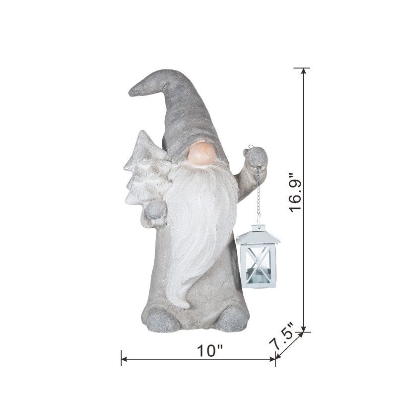 Gnome 10 x 7,5 x 17 po avec arbre et lanterne