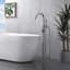 Robinet de baignoire romaine à fixation sur le plancher à poignée simple avec douche à main Euro Collection - Nickel brossé-36865952