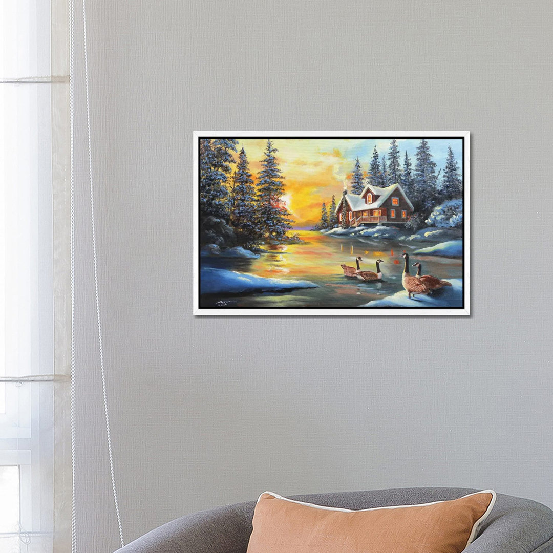 Kanadagänse im Teich bei der Hütte von D. "Rusty" Rust - Galerie- Giclée auf Leinwand