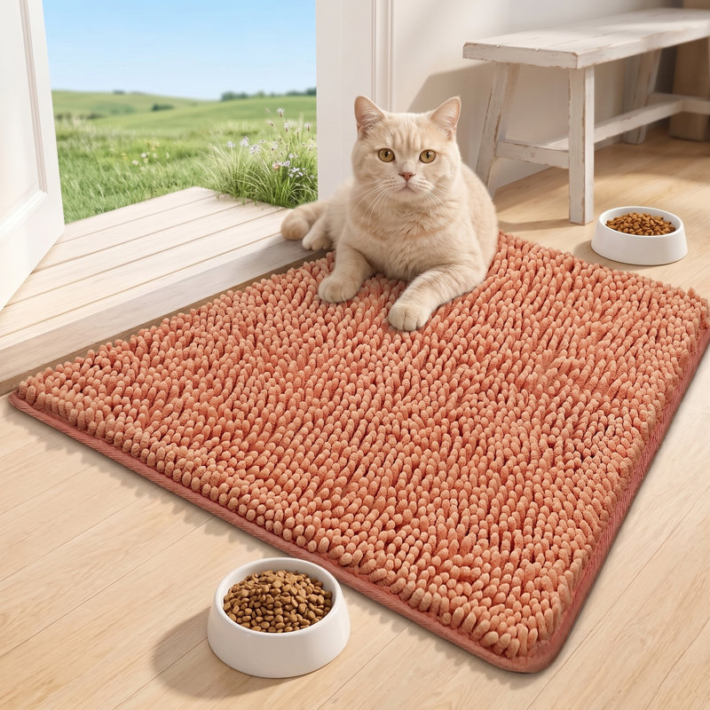 Tapis anti-dérapant pour chat avec pattes de boue super absorbantes, 24 po x 17 po, pour cage de chat et de repos pour animaux