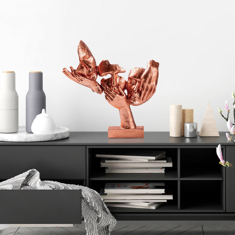 Hand-Painted Decorative Object, Copper Color, 11.8 x 12.6 x 3.5 Inches | 100% Polyester, Unique Art Piece | Ideal for Home Decor, Living Room Accent, and Gift Giving, Adds Elegance to Any Space