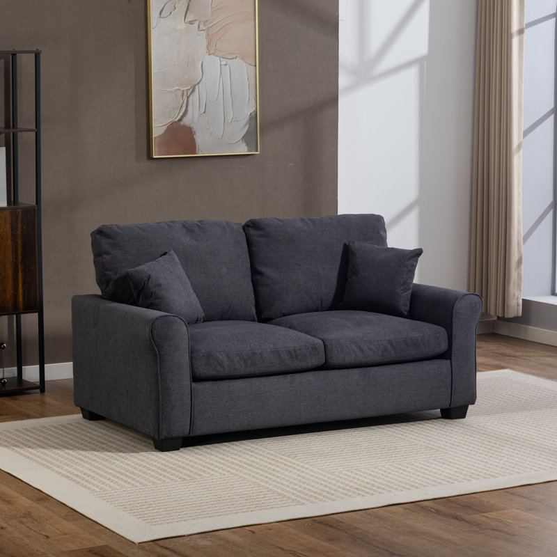 2 Seater Linen Blend Sofa Bed, Dark Grey