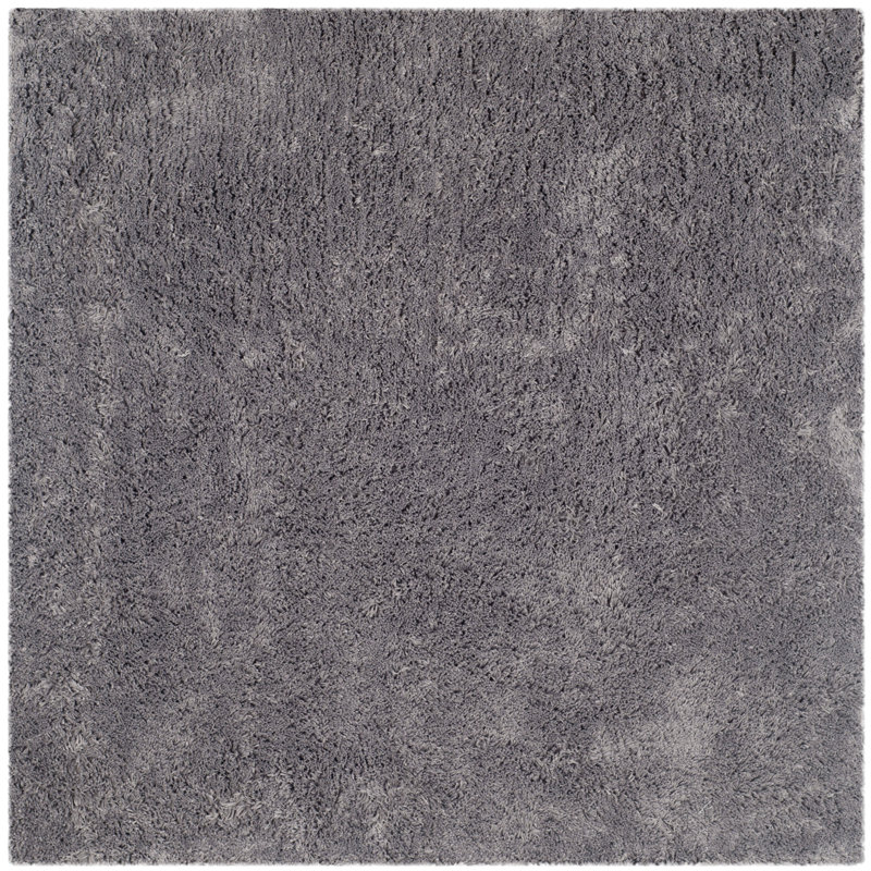 Tapis gris touffeté à la main Assar, Carré 9 pi