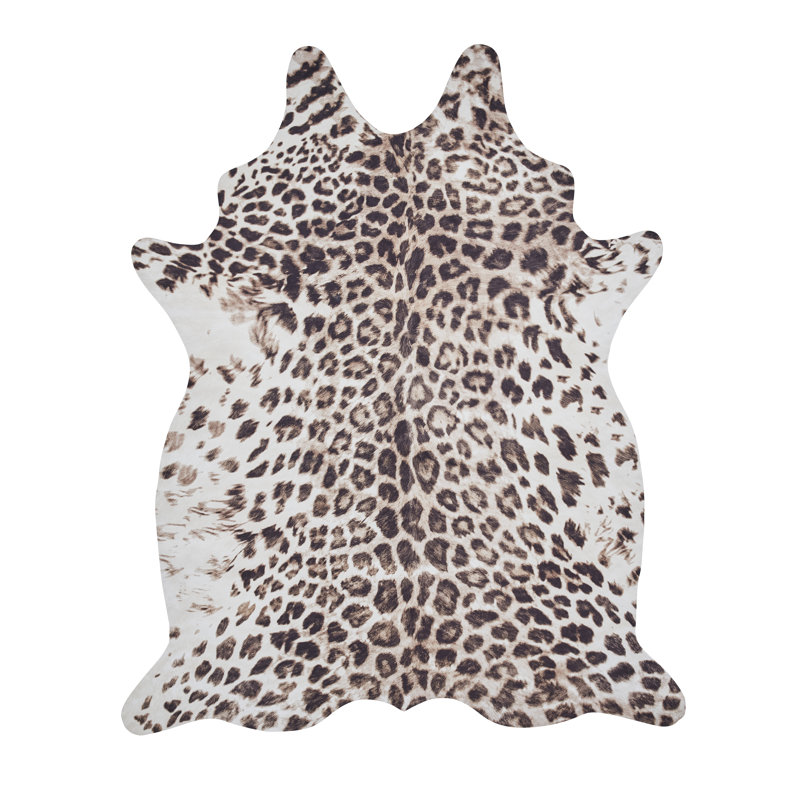 Mayaguana Faux Leopard Print area rug Printed Animal Skin Brown, Animal Skin 155cm x 195cm