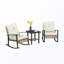 Chaise berçante de patio en osier avec coussins et table capitonnés (2 chaises)-129891684