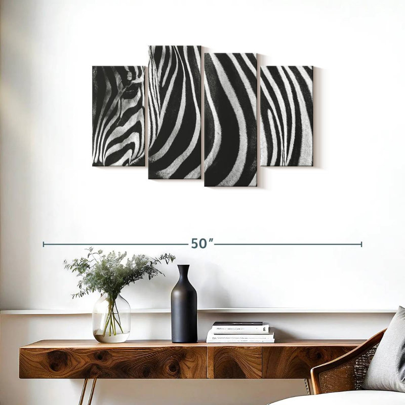 Ronce de zèbre monochrome, H 22 po x l 36 po