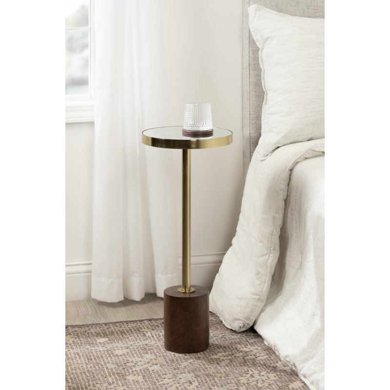 Table à boisson en miroir Ivy Bronx Hescott 10 x 10 x 24, Bois brun foncé