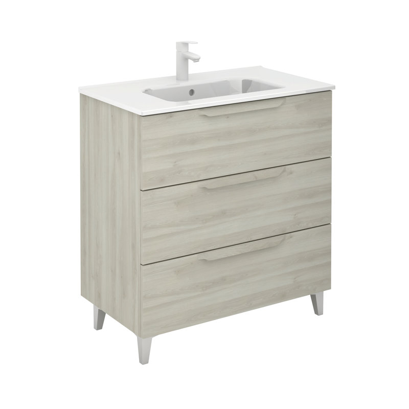 Meuble-lavabo de salle de bain 32 po x P 19 po x H 34 po, Blanc nature