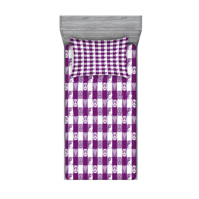Microfiber Checkered Sheet Set, Twin XL Sheet Set with Fitted Sheet