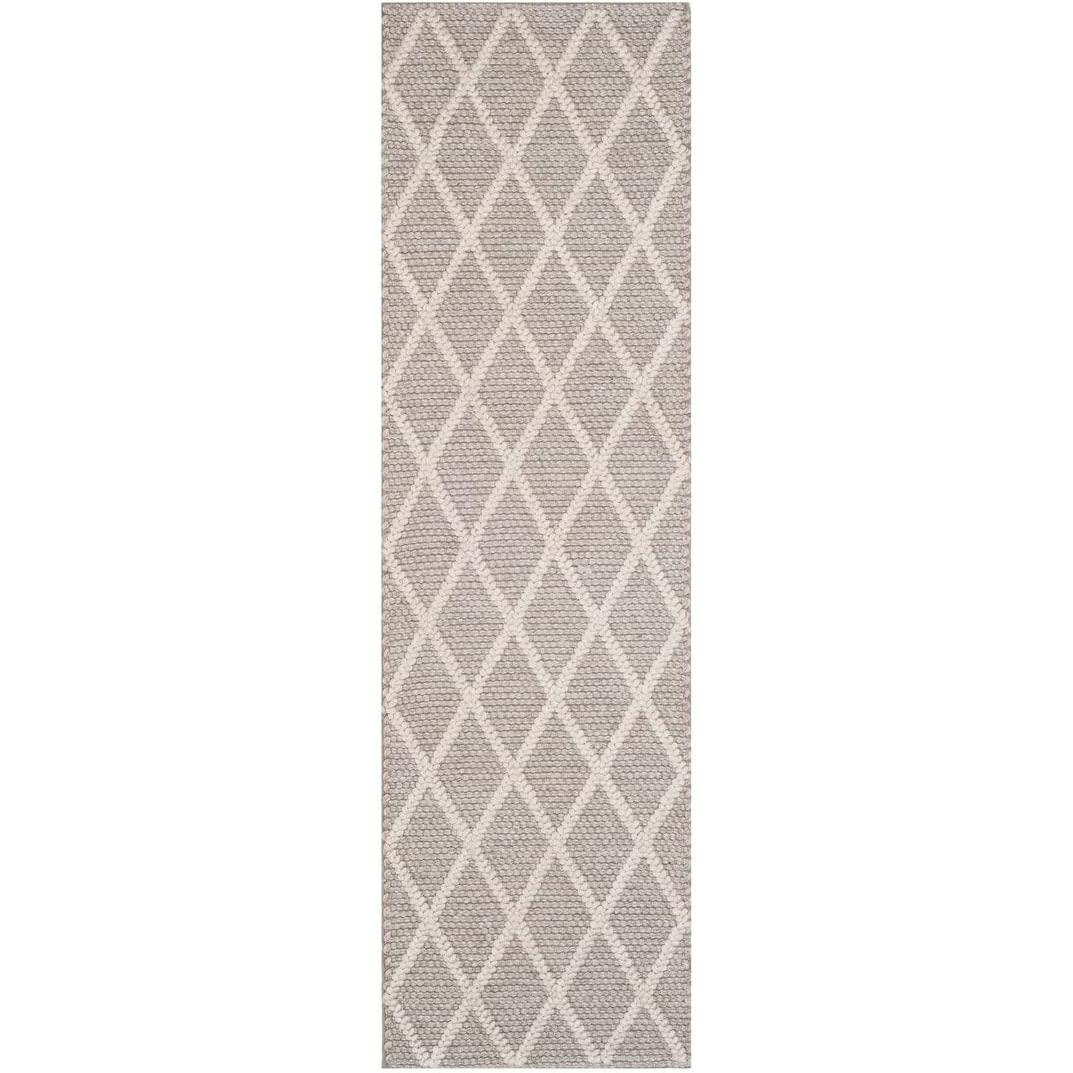 Russo Gray Hand-Woven Geometric Flatweave Rug, Runner 2'3" x 10'