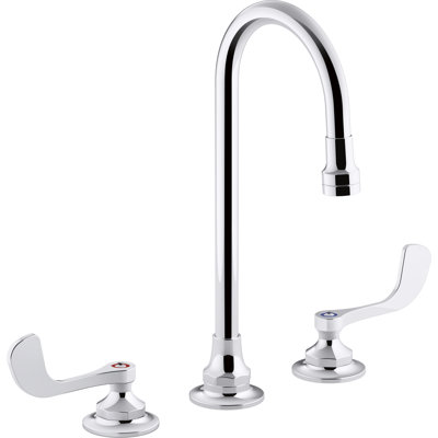 Triton Bowe 0.5 GPM Widespread Bathroom Sink Faucet with Laminar Flow, Gooseneck Spout and Wristblade Handles, Drain Not Included