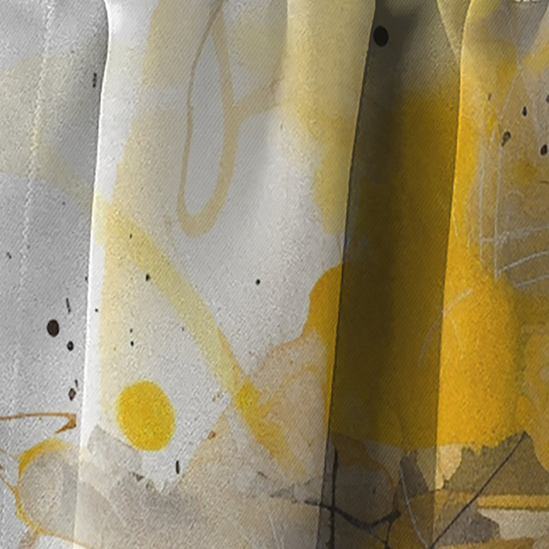 Rideau abstrait occultant jaune et gris au-delà de la toile II - 1 panneau, L 52 po x L 84 po