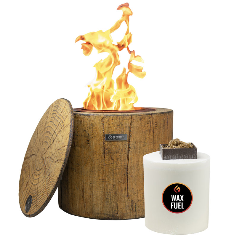 Portable Wax Burning Fire Pit, No Wood Smoke, 8-Hour Fuel, Brown