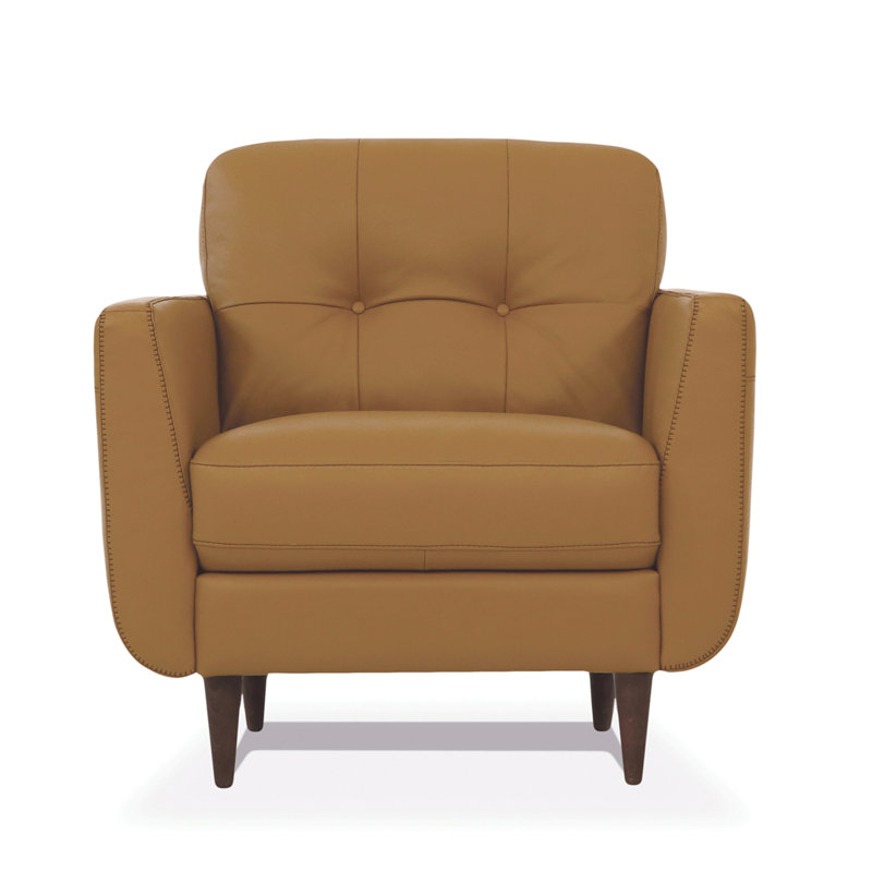 Fauteuil en cuir brun clair