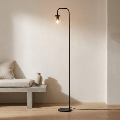 Lampe sur pied en forme de sphère de verre moderniste