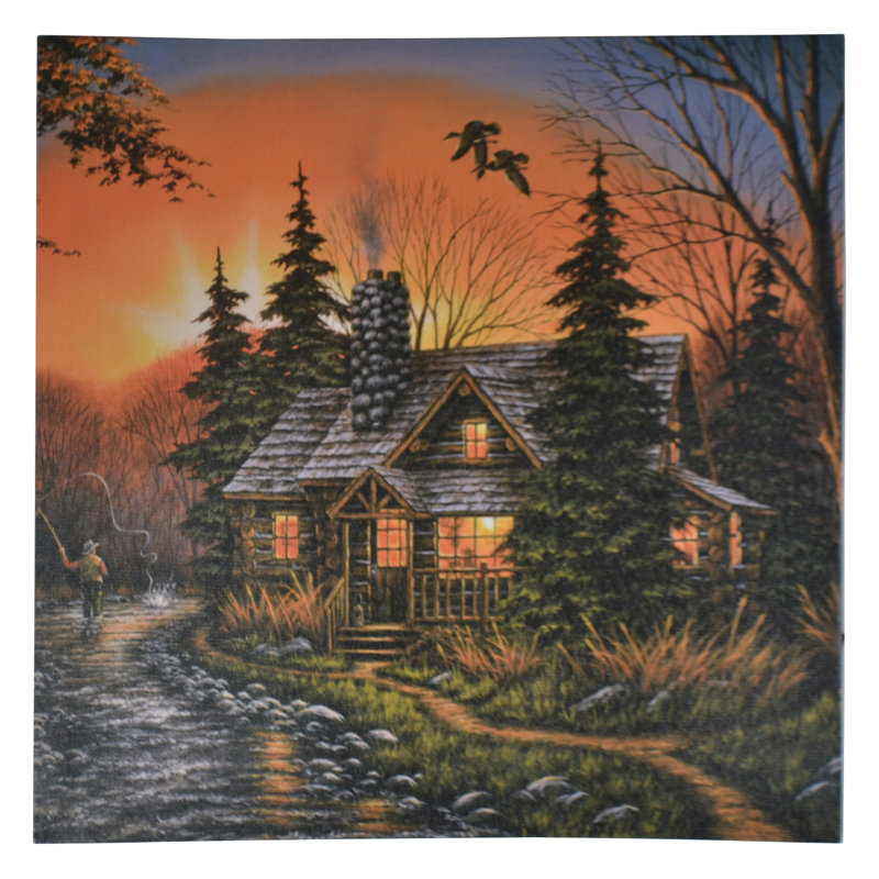 «Fisherman and Cabin», reproduction sur toile à DEL