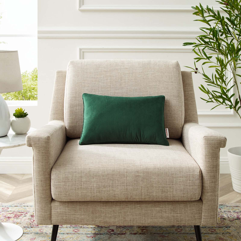 Enhance Lumbar Performance Velvet Throw Pillow by Modway, Green, 12" x 17.5"