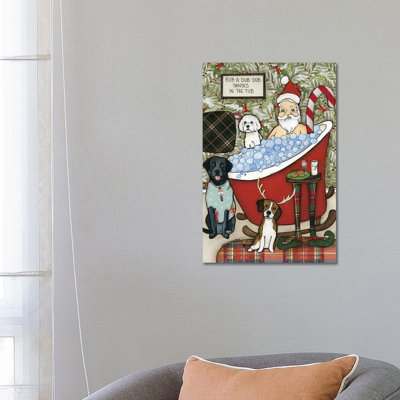 Santa's In The Tub by Jamie Morath - Wrapped Canvas Print